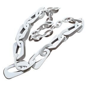 Vintage statement necklace white & clear frosted plastic chain links mod 1960’s